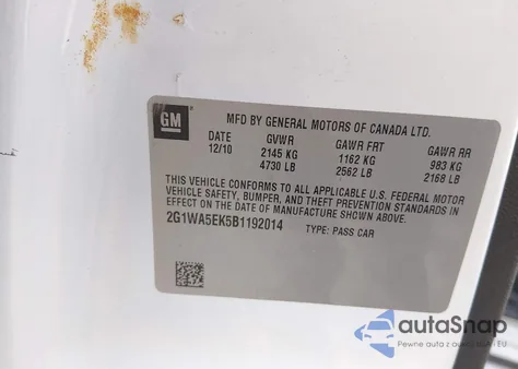 2011 Chevrolet Impala Ls from USA, damaged, VIN 2G1WA5EK5B1192014